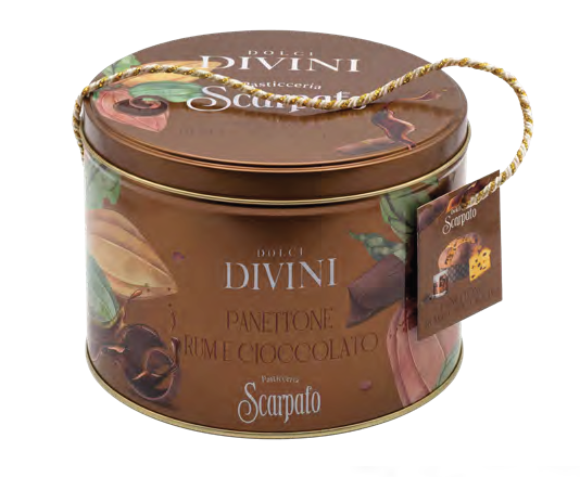 SCARPATO, Panettone Rum & Cioccolato (Rum & Chocolate Chips, 750g, Tin Box)